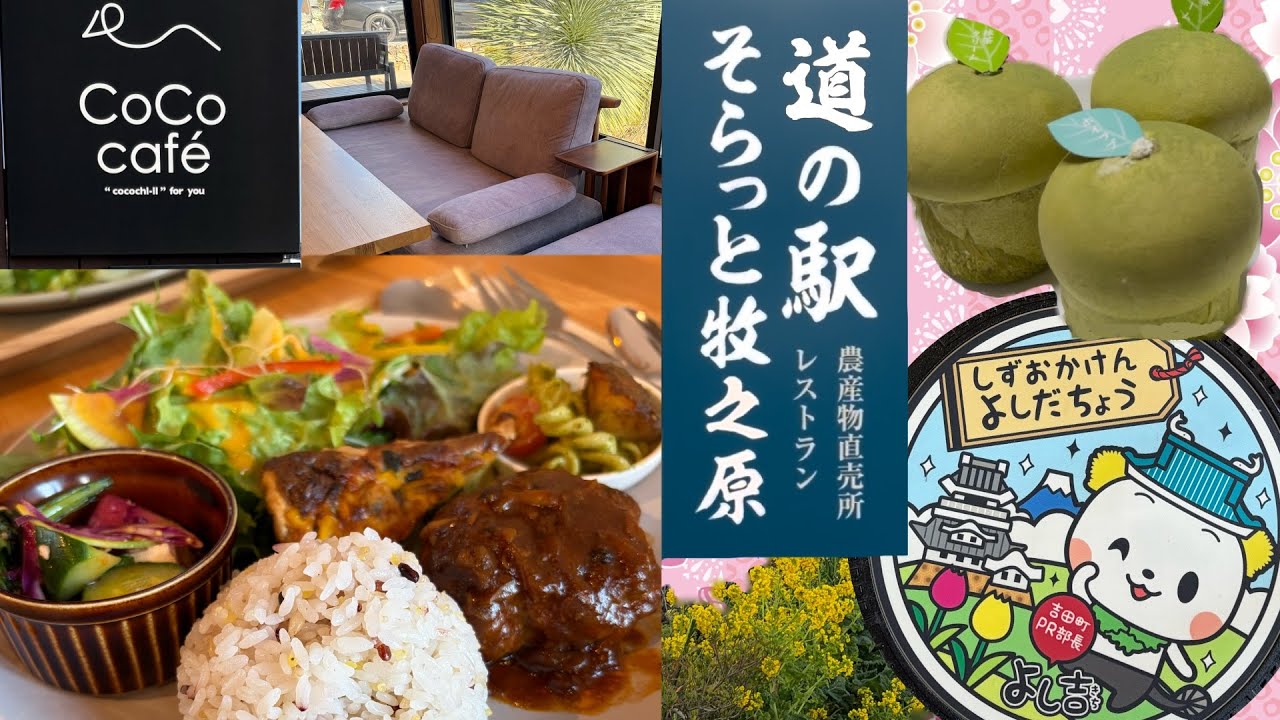 【道の駅そらっと牧之原】お濃茶クリームあんぱん【CoCo cafe】静岡県吉田町にある木の温もりあふれるカフェ【エキチカ温泉くろしお】新メニューの牛とろ丼、天ざるそばが美味しい！