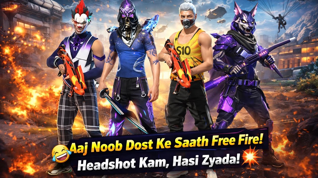 🤣 Aaj Noob Doston Ke Saath Free Fire , Headshot Kam,Hasi Hyada 💥 #freefire  #SAAnkitgaming #viral 