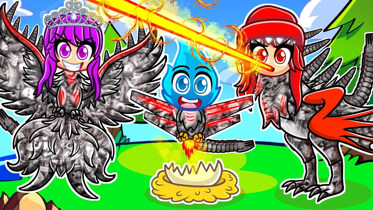 Born in a MECHA GODZILLA FAMILY in Roblox Feather Family!