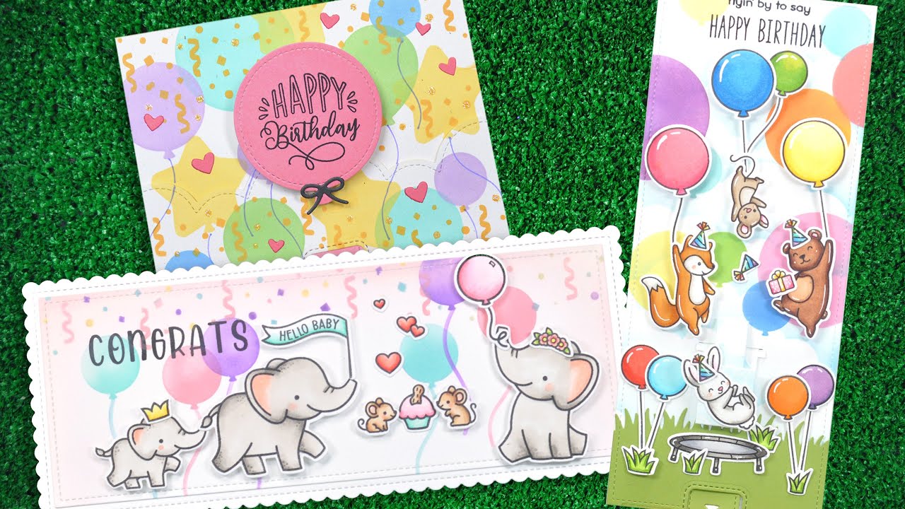 Intro to Balloons Stencil + 3 cards from start to finish