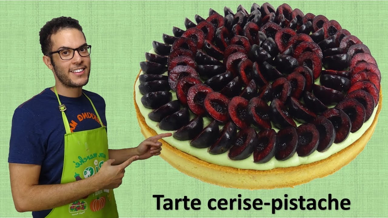 recette TARTE CERISE-PISTACHE / Cherry-pistachio tart (EN subs)