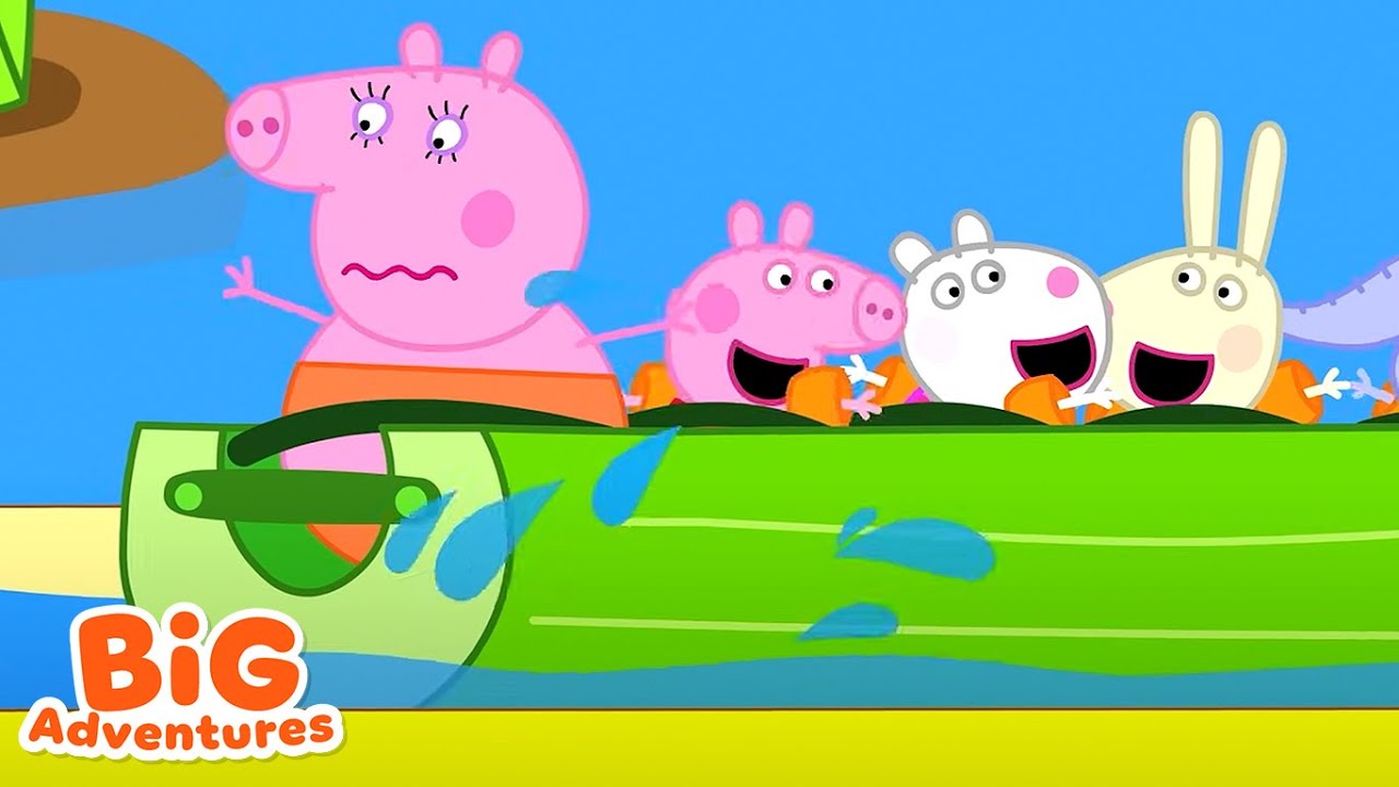 Peppa Pig Rides a Water Slide! | Peppa Pig's Big Adventures | Kids Cartoon