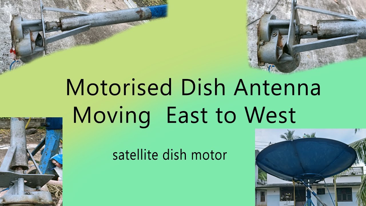 Motorised dish antenna,  moving  east to west,