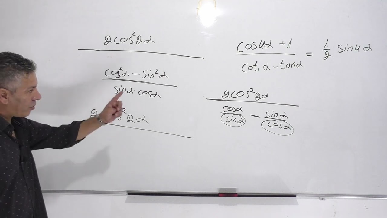 הוכחת זהויות טריגונומטריות-תרגיל טוב לשינון זהות של זוית כפולה.
