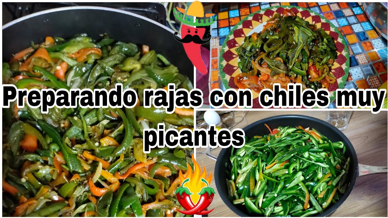 Preparando Rajas de chiles muy picosos y ricos 🌶️🫑