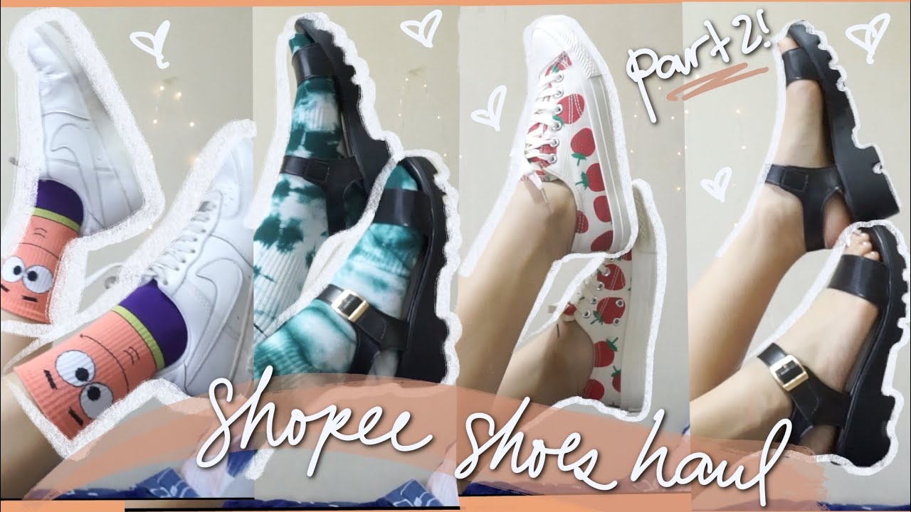 SHOPEE SHOES HAUL Part 2! | Sneakers, Chunky Sandals, + Socks! (affordable, 90s, comfy)