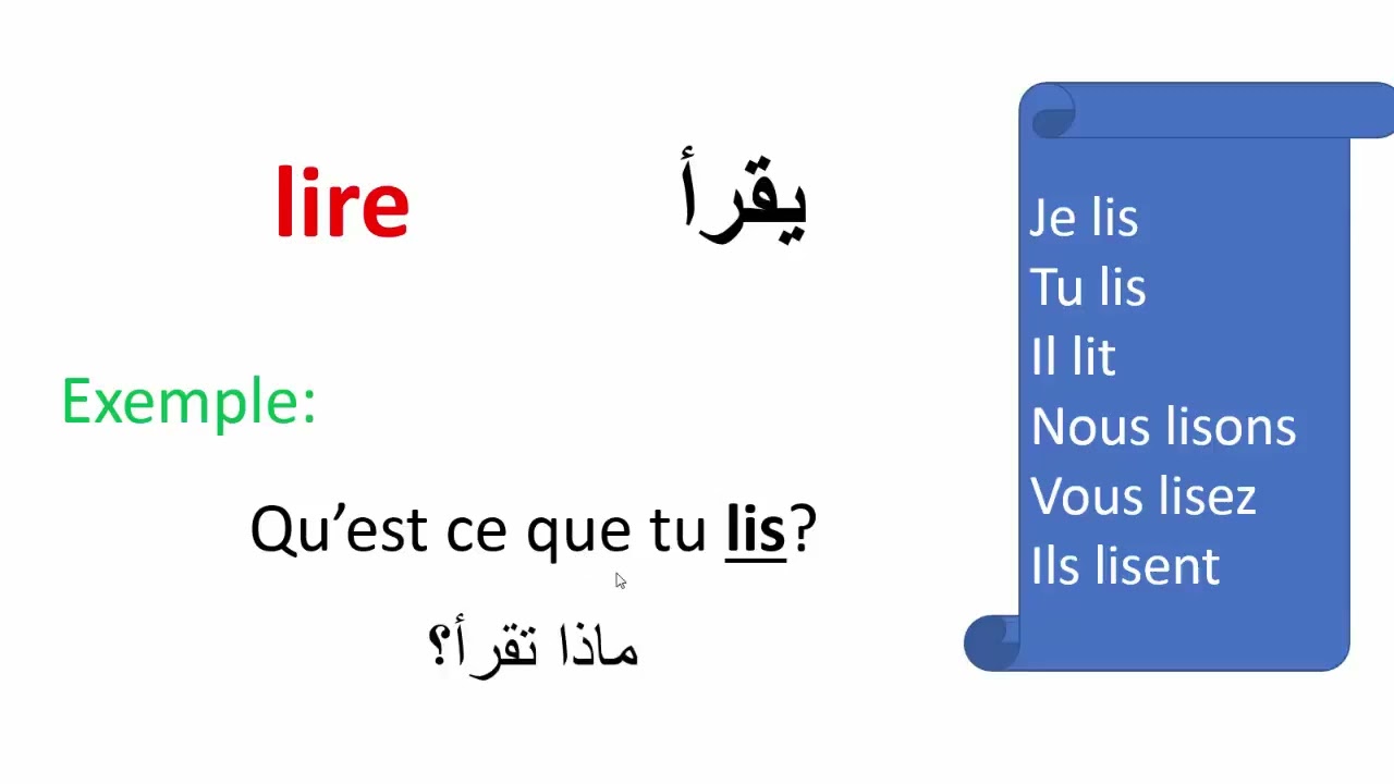 Verbes essentiels en français avec exemplesالأفعال الأساسية في اللغة الفرنسية مع أمثلة