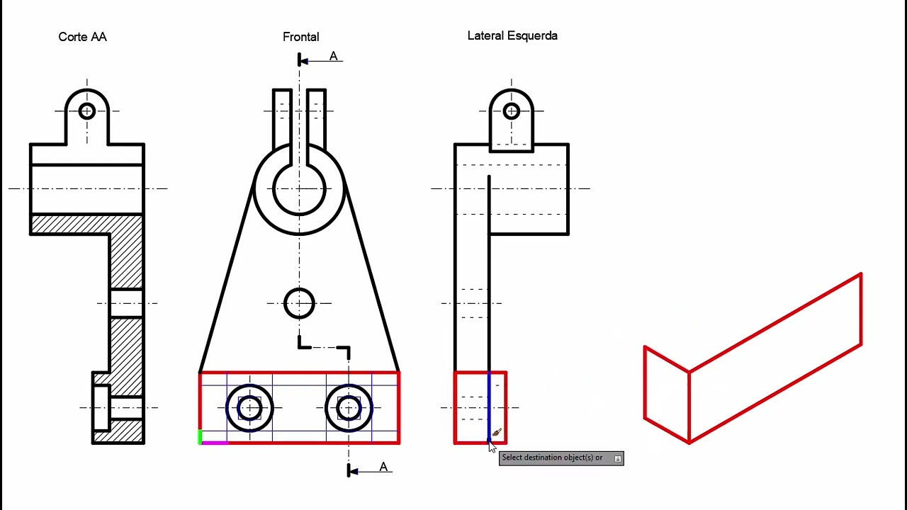 12- Desenho Técnico- Exercício de Perspectiva Isométrica Simplificada- 1/4