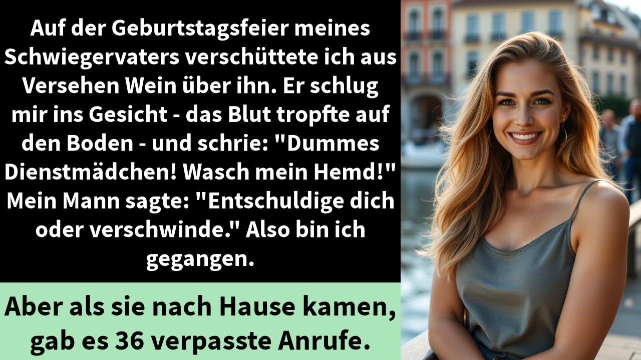 Auf der Geburtstagsfeier meines Schwiegervaters verschüttete ich aus Versehen Wein über ihn.