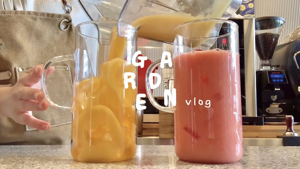 sub :3 청량함 1000배 asmr 같은 유리컵 음료 모음집🧀🍅 1 garden cafevlog