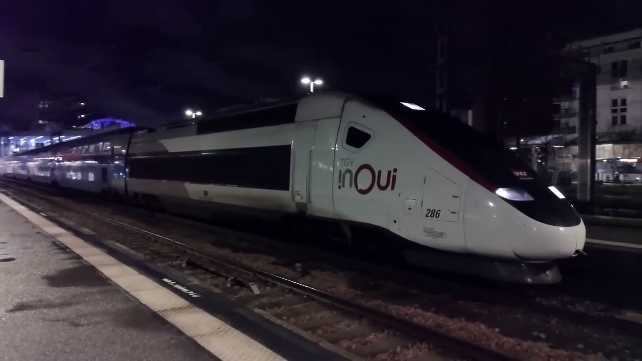 Départ en gare de Rennes de l'UM2 TGV INOUI n°286 et n°719 à destination de BSM et Modane