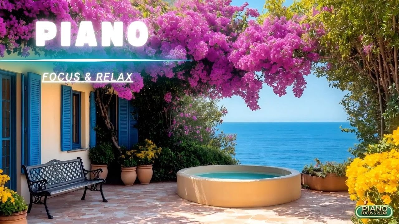 Soft Jazz Piano with Ocean Breeze at Sunset Dock 🌅🎶 Piano for Deep Focus, Study & Sleep