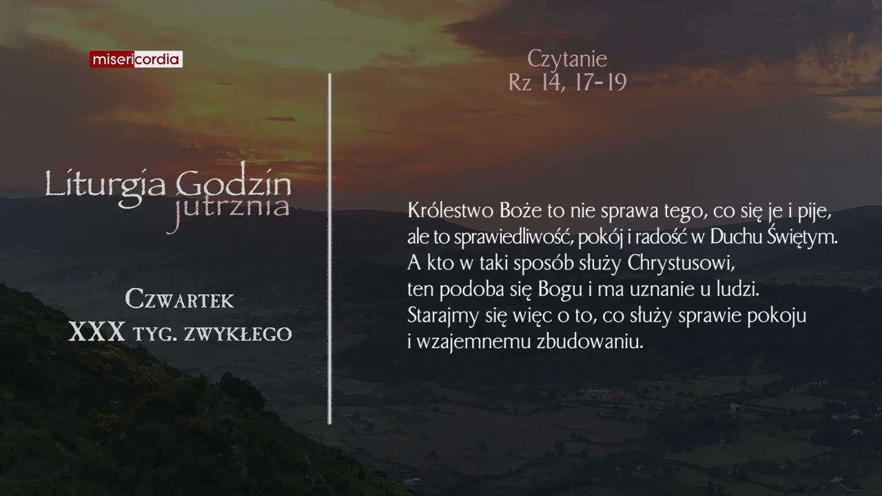 Liturgia Godzin | Jutrznia | Czwartek, XXX tyg. zwykłego