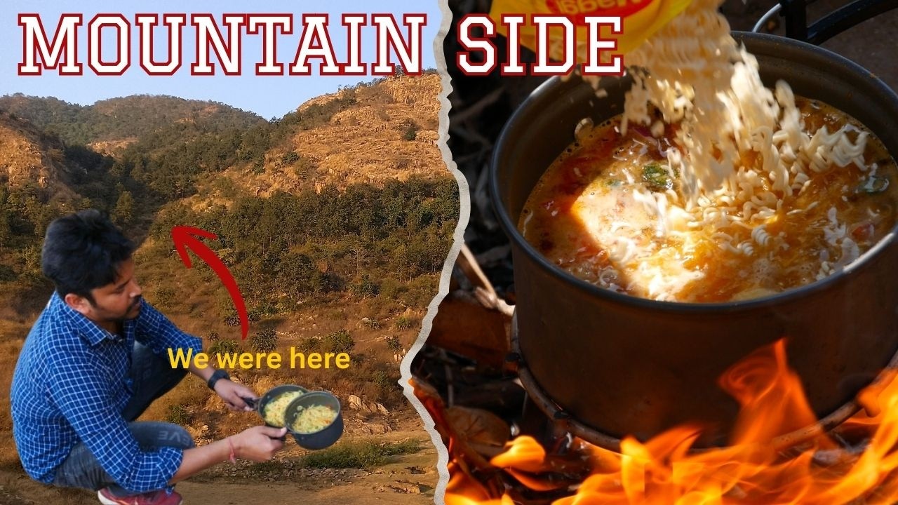 We were camping on the mountainside and cooking in the jungle. Fire tripod #outdoor #cooking