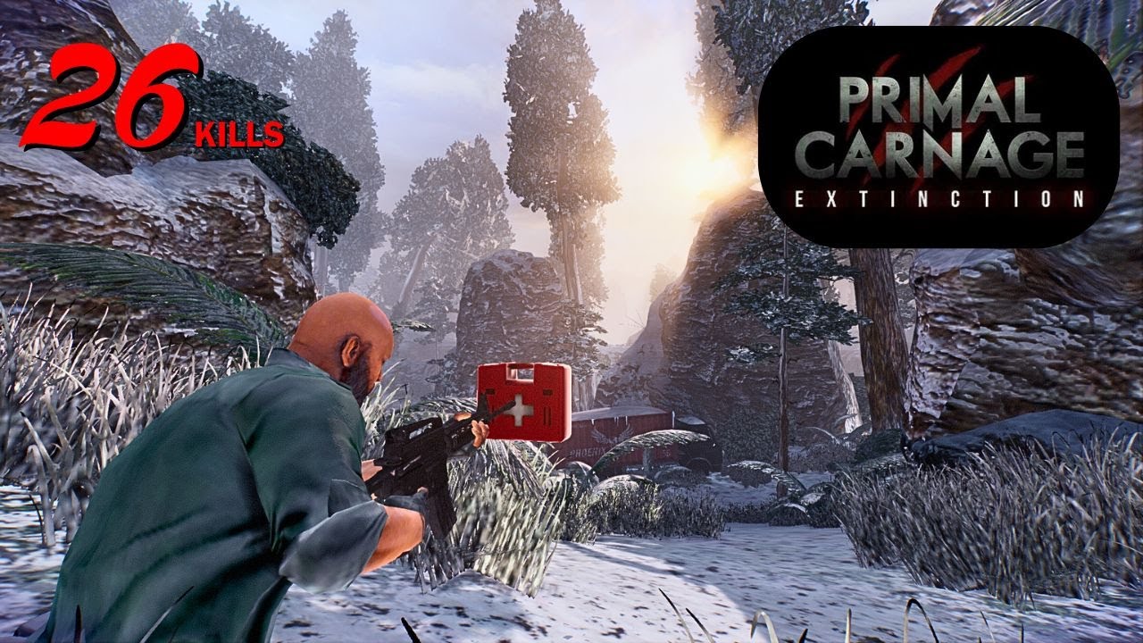 A Commando shredding Dinos in Snowbound | Primal Carnage: Extinction
