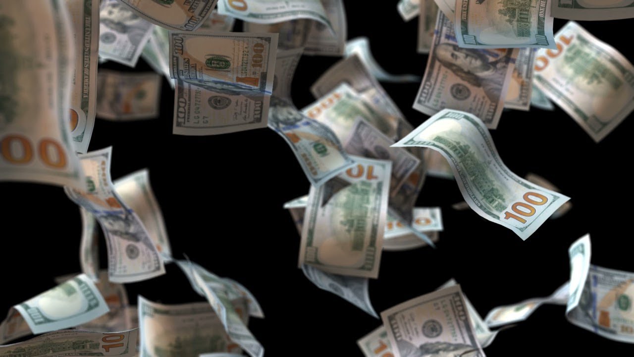 Dollars Falling Down Background Video   Wealth Visualization Money Falling