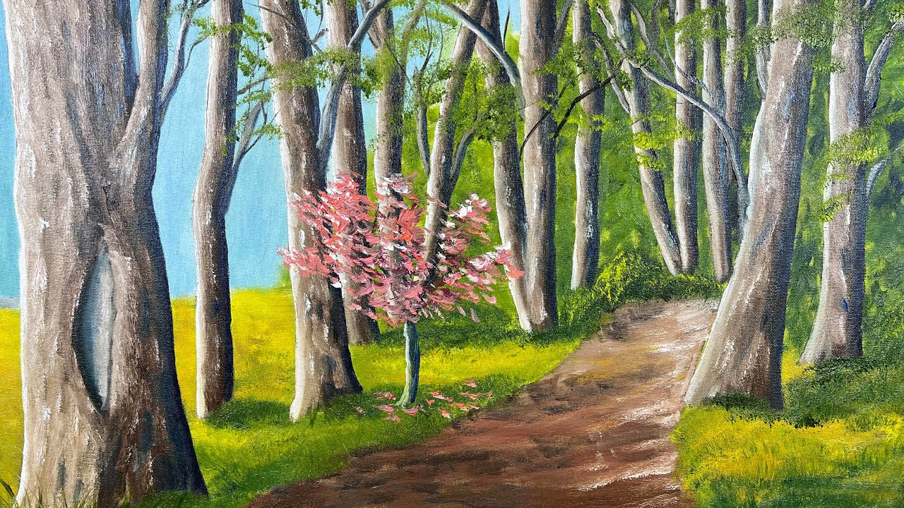 How to paint a forest -demo-oil over acrylic-for beginner and intermediate painters