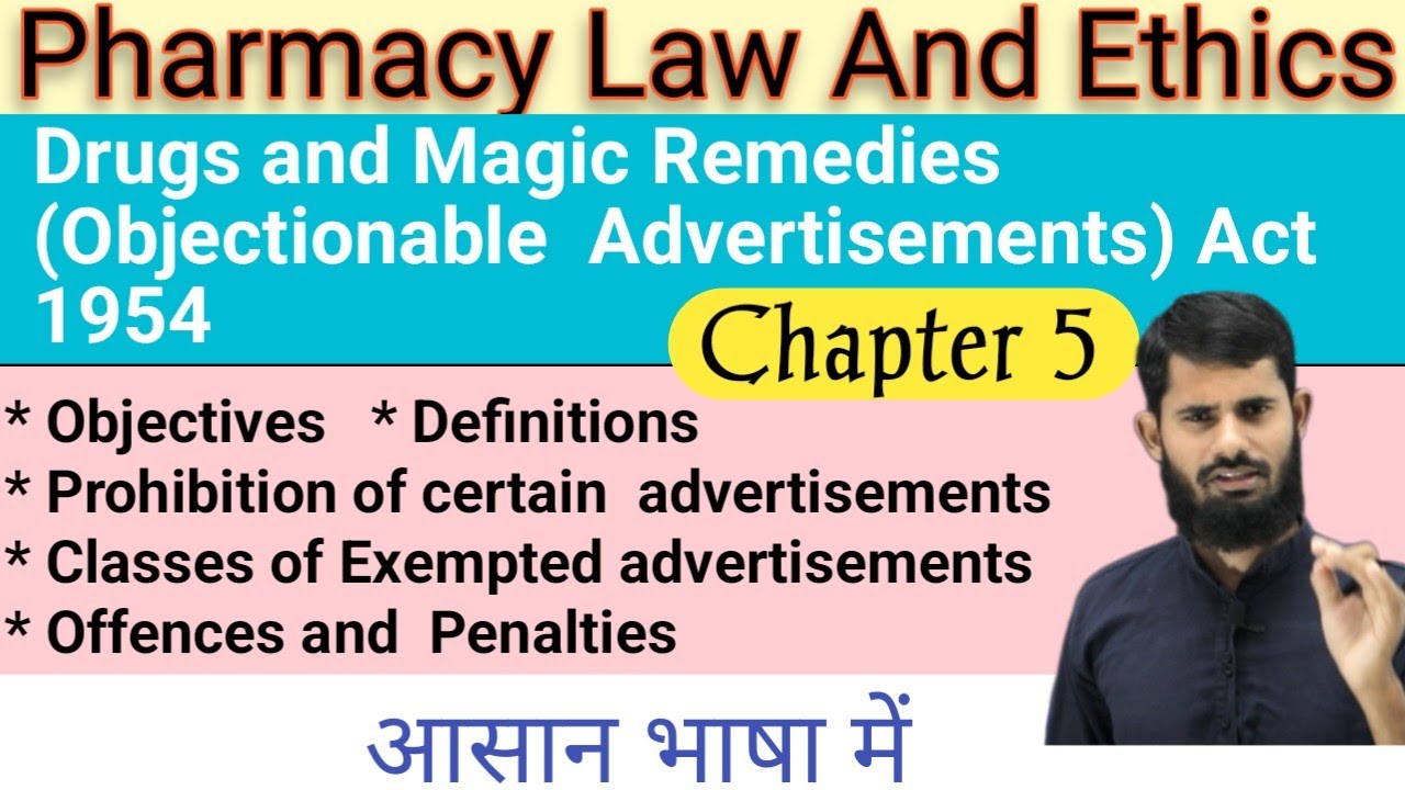 Drugs and Magic Remedies  Act 1954 || Pharmacy Law and Ethics Chapter 5