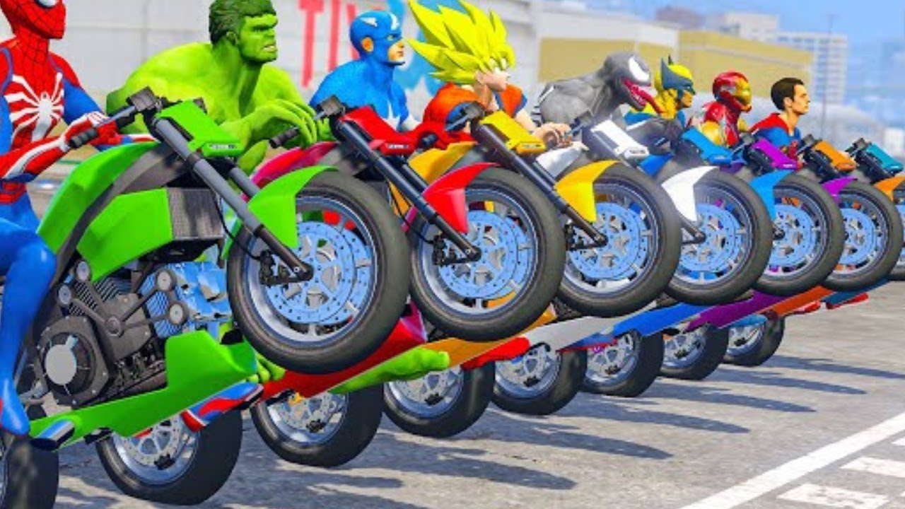 SPIDERMAN CARS Monster Trucks Mega Rampa Challenge ! SUPERHERO HULK Iron Man Goku Racing - GTA V