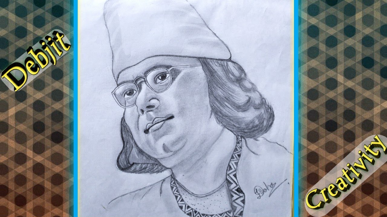 Kazi Nazrul Islam / How to draw a picture of Kazi Nazrul Islam only with a 2B & 6B pencil..