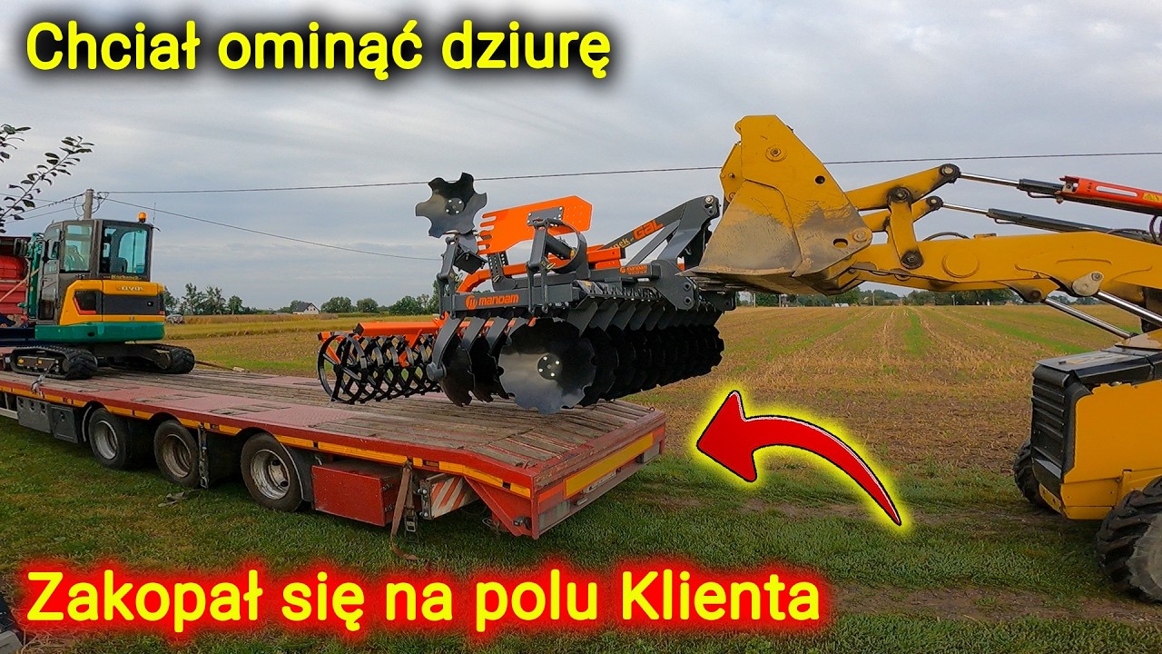 Artur zakopał się na polu Klienta przy dostawie brony talerzowej Mandam Gal👉 szkoda auta [Korbanek]