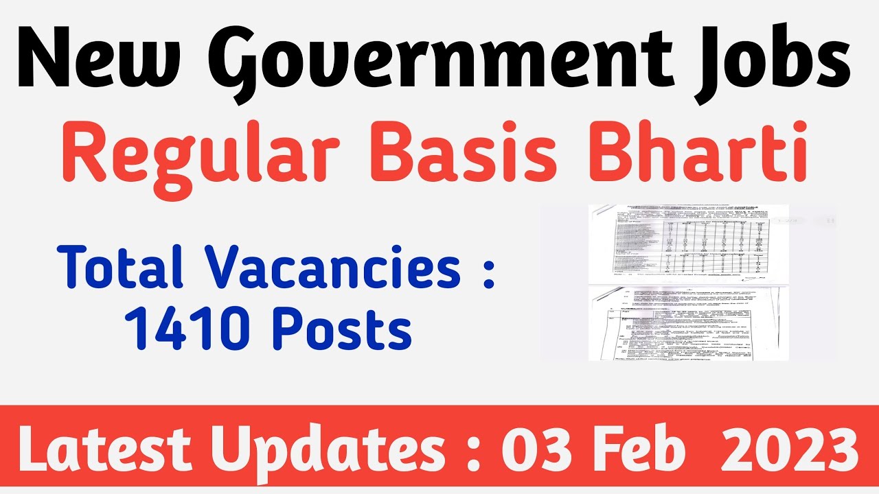 New Government Jobs 2023 || Regular Basis Bharti || Total Vacancies 1410 Posts