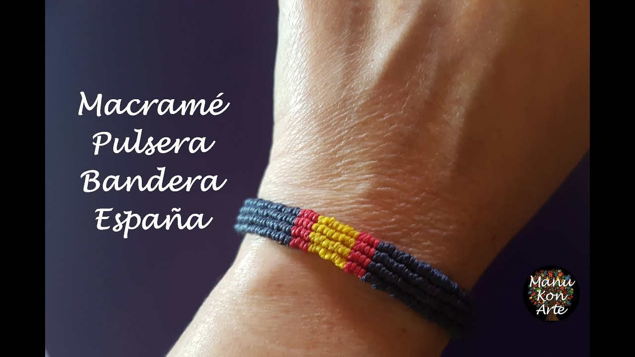 DIY Tutorial Pulsera de Macramé Bandera de España
