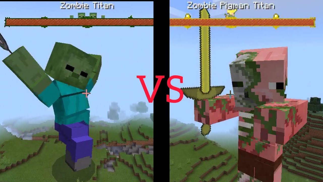 Zombie titan vs zombie pigman titan|mcpe titan mobs addon