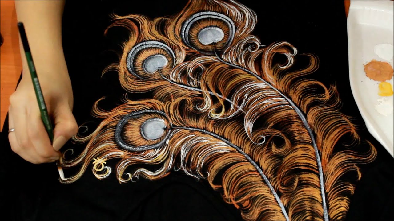 AMAZING T-SHIRT PAINTING (PEACOCK FEATHER) : DIY