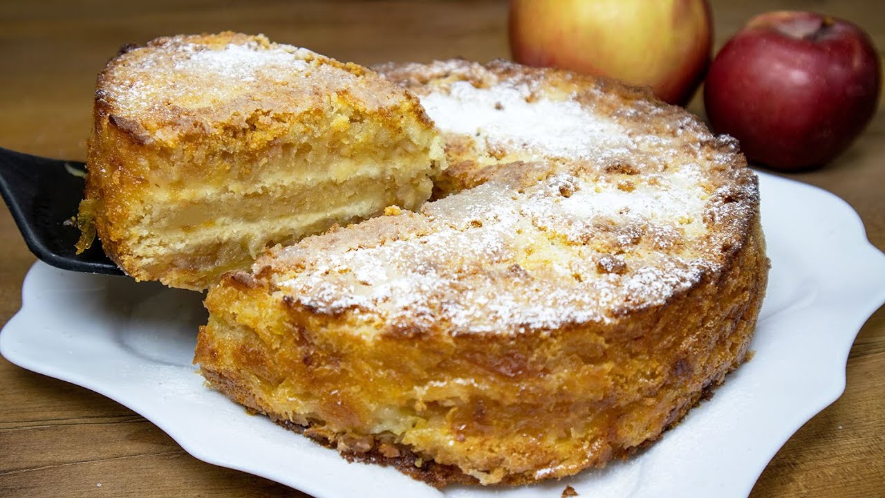 Вкусный яблочный торт 3 стакана! Невероятно простой  и легкий яблочный пирог!