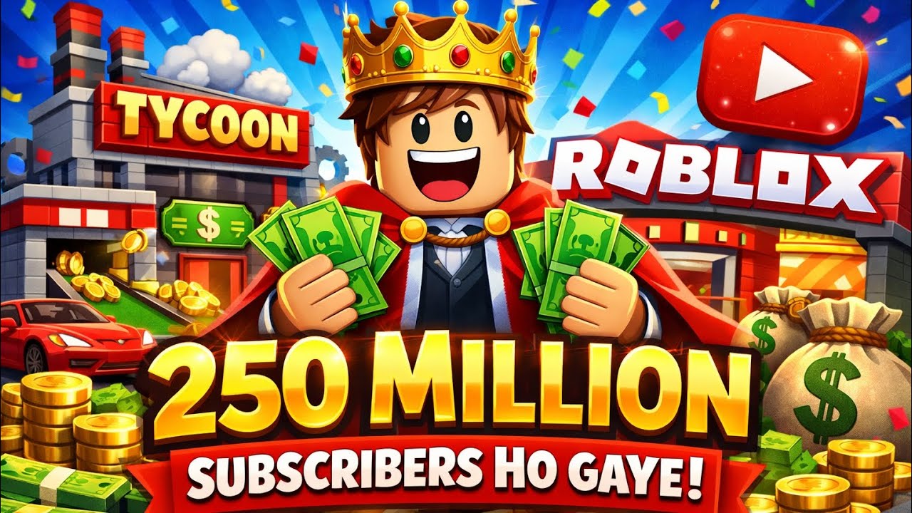 250 million subscribers ho gye || Roblox youtube tycoon game 
