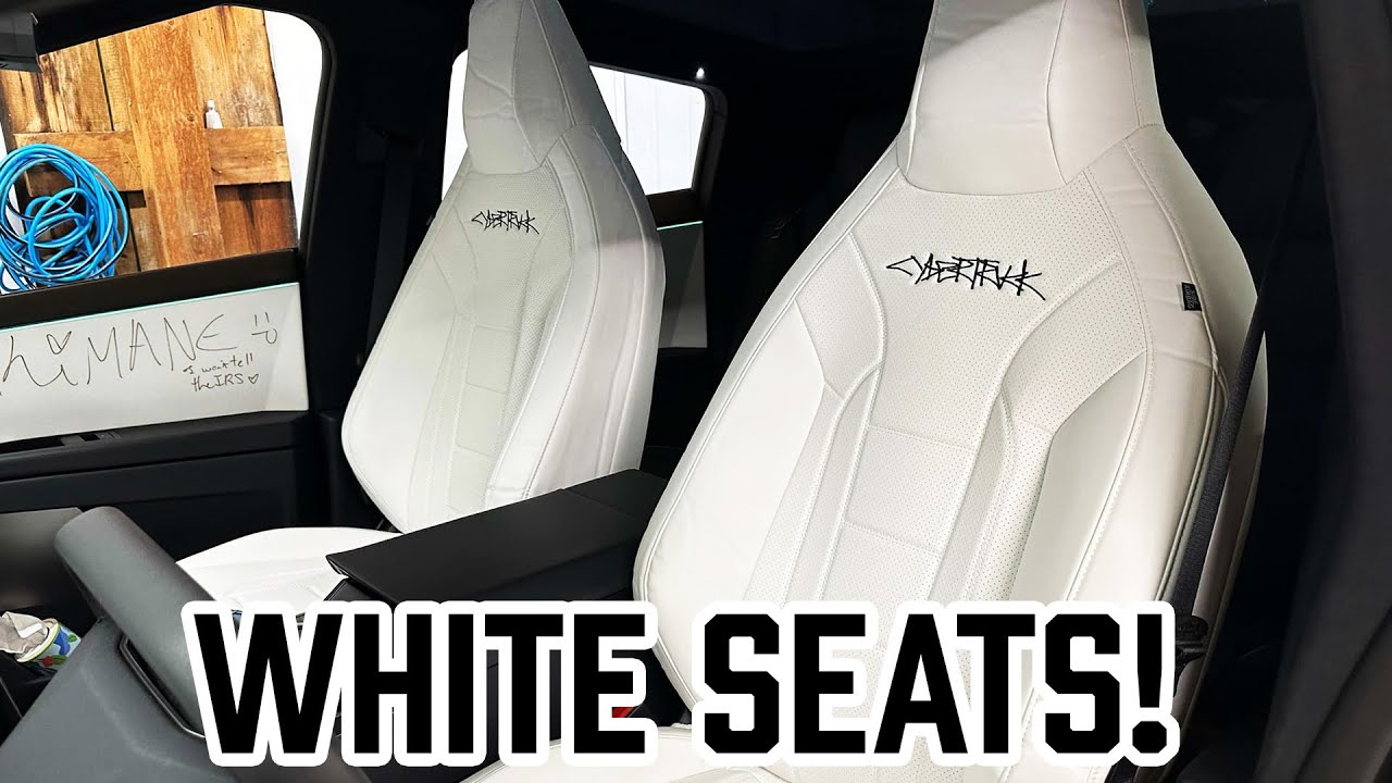 Cybertruck White Seat Covers Install From EVBASE!