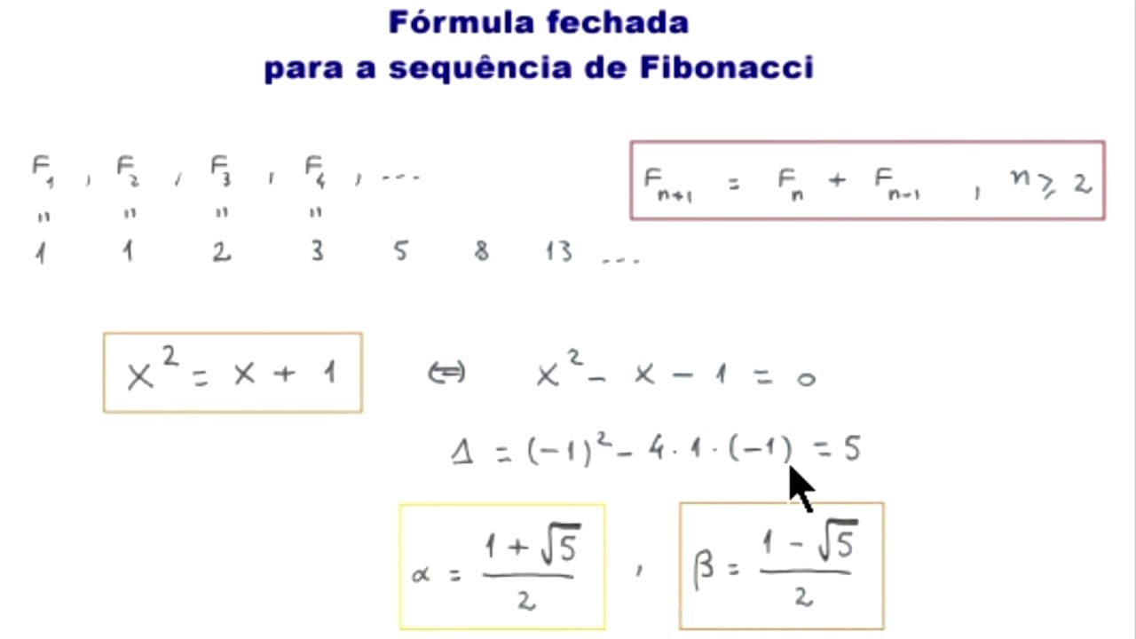 Fórmula Fechada para a Sequência de Fibonacci - Prof. Angelo Papa