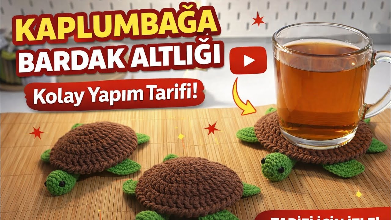 KAPLUMBAĞA BARDAK ALTLIĞI YAPIYORUZ #bardakaltlığı #diy  #örgü #crochet #crochetpattern #amigurumi
