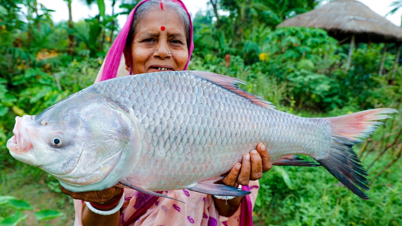 জিলাপি জালে ধরা নদীর বিশাল কাতলা দিয়ে পাতলা ঝোল রান্না | River Katla Fish Recipe |