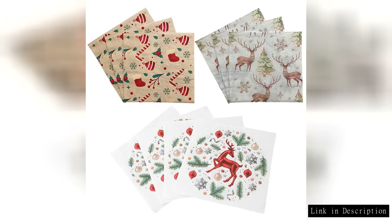 20pcs Christmas Colourful Paper Napkins Snowman Elk Snowflake Xmas Tree Printed Tissue Christmas Hom