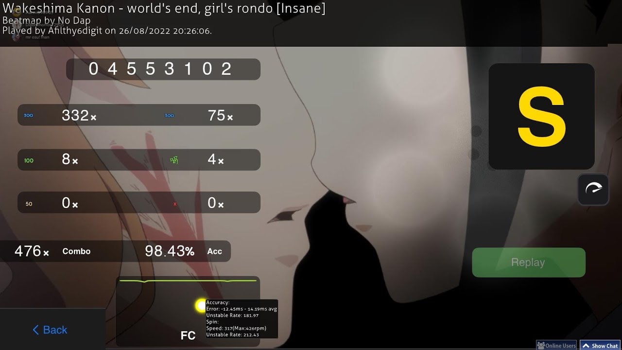 world's end, girl's rondo DT 98.4% fc, 330pp (375 if ss)