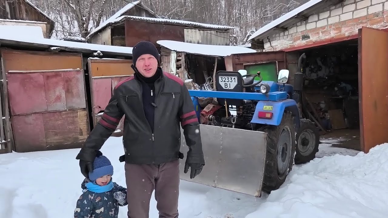 Насипало снігу! Чудова можливість випробувати саморобний відвал до мінітрактора shifeng 244.
