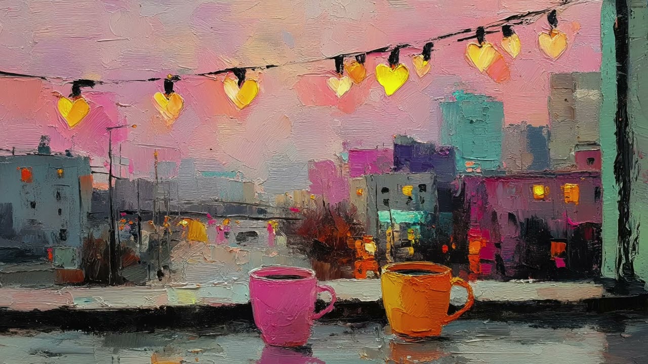 Cozy City Window Coffee | 1 Hour 4K Oil Painting TV Wallpaper