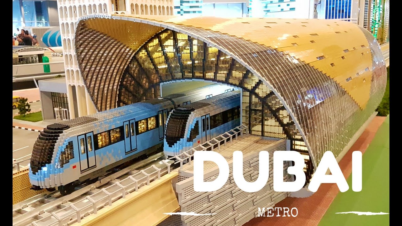 A Lego model of the Dubai Metro train at LEGOLAND Dubai