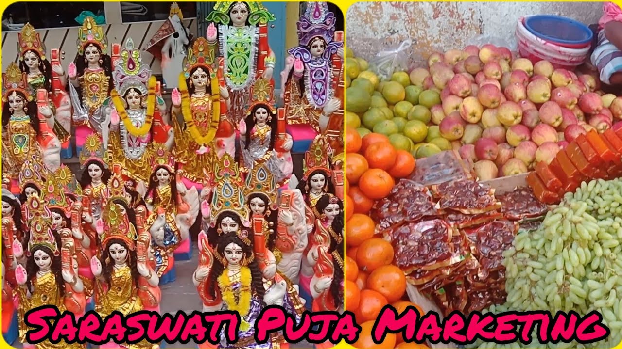 Saraswati Puja marketing vlog, Saraswati Puja decoration, Madhyamgram market, Daily vlog