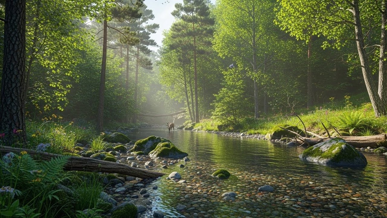 Peaceful Flowing River 🌊 Natural Ambience Sound for Deep Sleep and Stress Relief #606