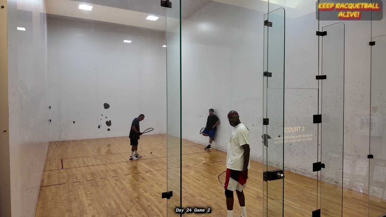 Keep Racquetball Alive! Day 24 Game 2 Iron Man Game Aundra vs Chon & Luis at the installation