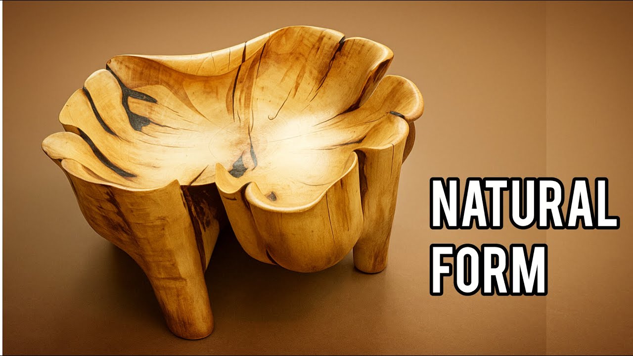 Rustic Fruit Bowl from a Single Log — Preserving Natural Edges & Authentic Form