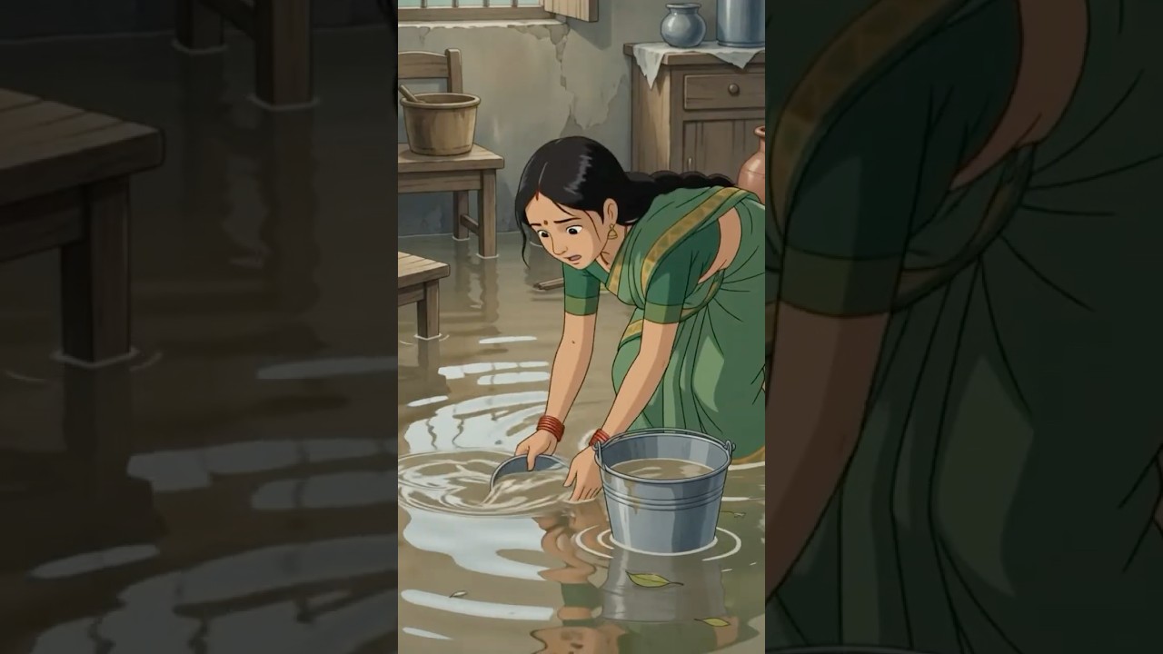 Flash Flood Turns Into a Village Feast 🌧️🐟 | Ghibli-Style Family Story #shorts #villagelife