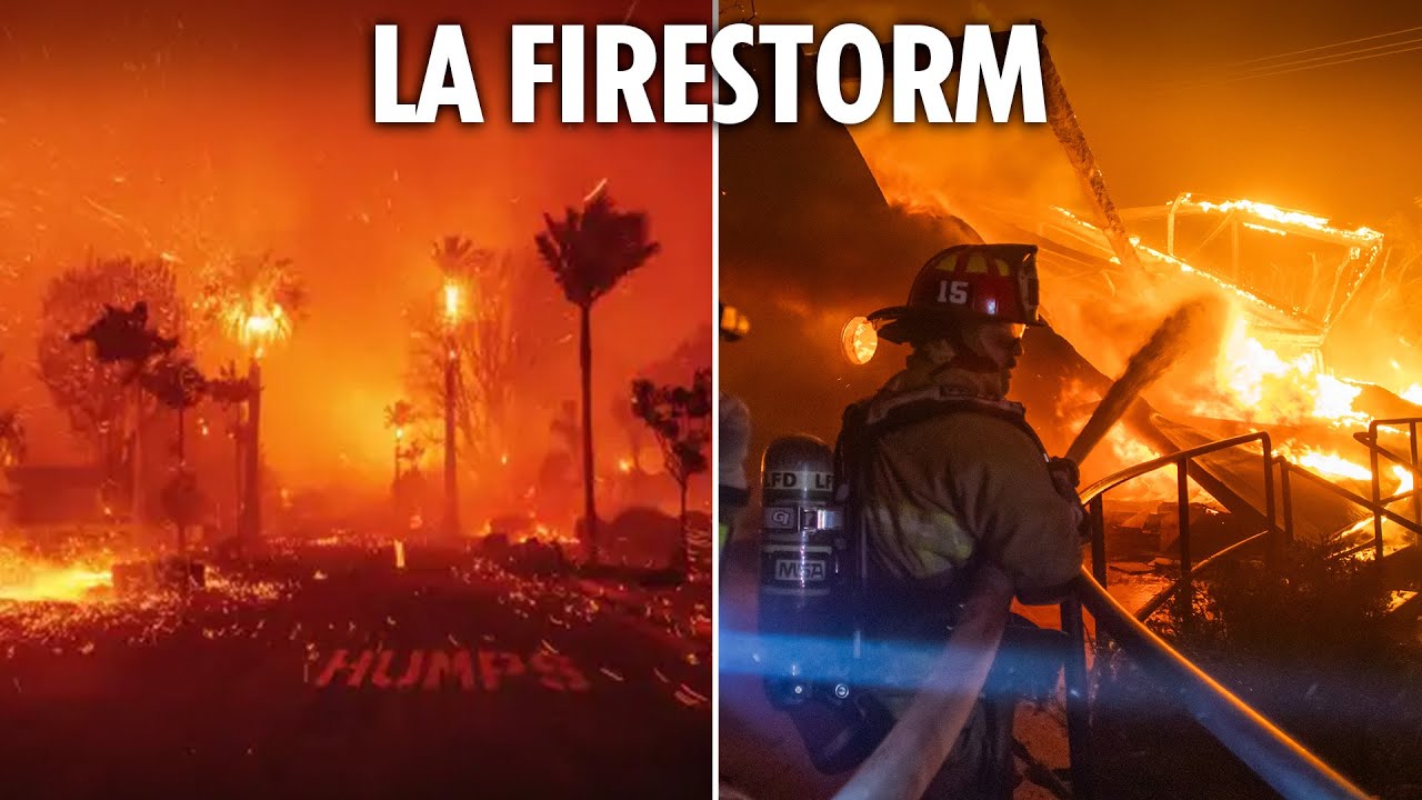 LA wildfires send celebs fleeing with 30k evacuated & inferno fanned by hurricane-force winds