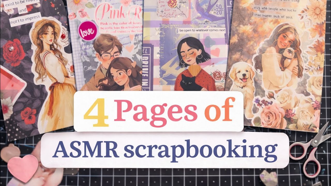 ASMR Journaling 🌙 20 minutes of scrapbooking to relax your mind #asmr #papercraft #scrapbooking