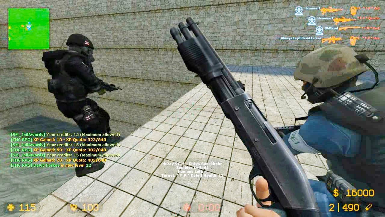Counter Strike Source - Zombie Riot Mod online gameplay on Ancient Fod Map