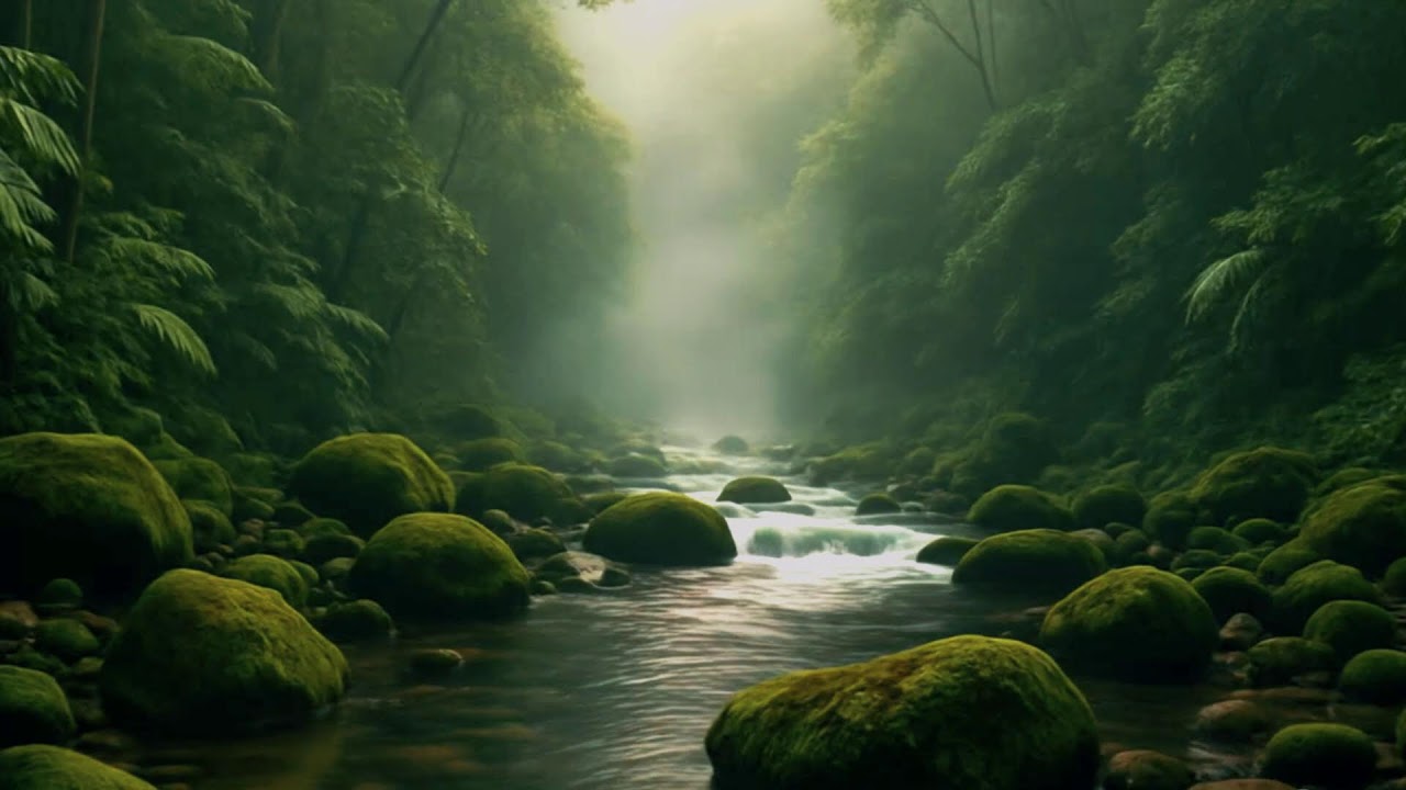 LIVE: Misty Forest River | Deep Relaxation & Sleep | White Noise Room 4K