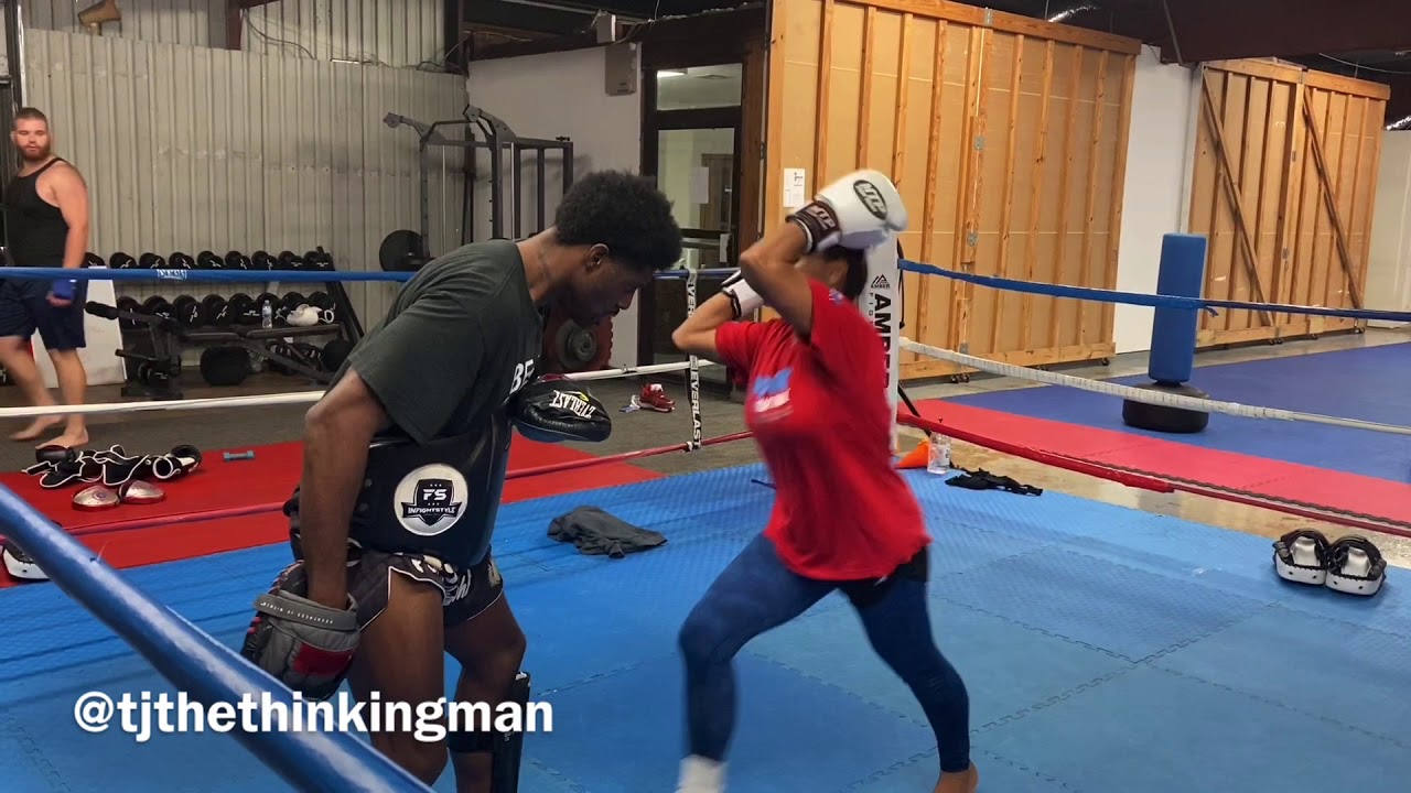 Muay Thai padwork with wife